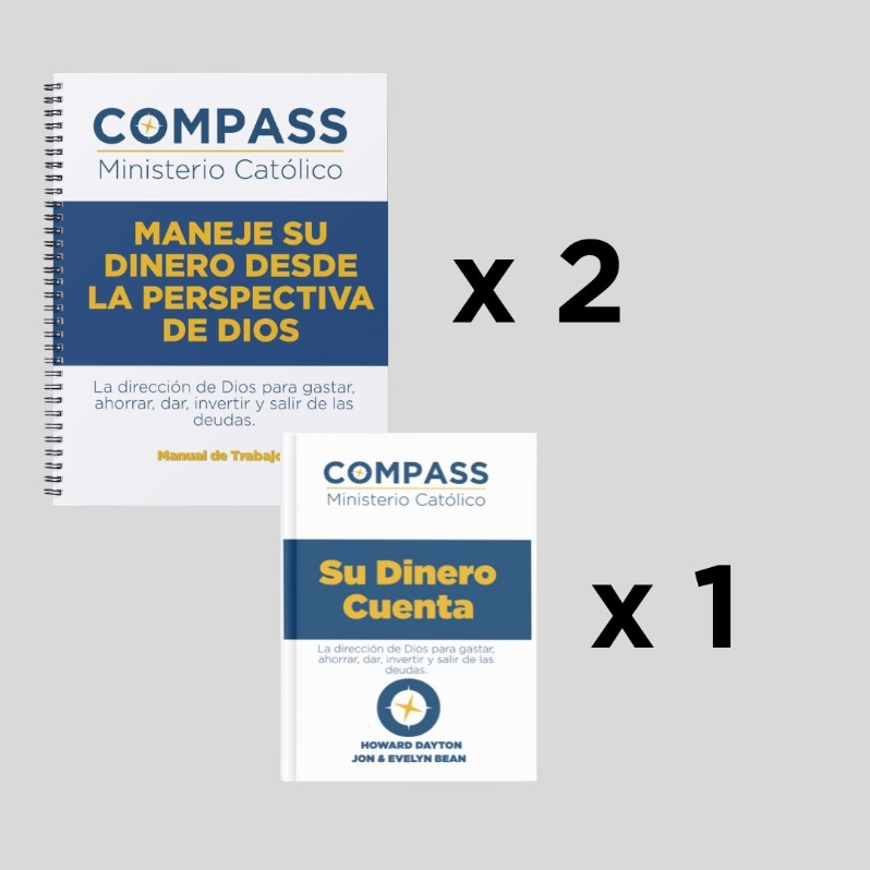 Product Description: Maneje Su Dinero Desde La Perspectiva De Dios Conjunto de Estudio</br></br>Este pequeño grupo de estudio bíblico de nueve semanas enseña formas de manejar el dinero y las posesiones a través de una perspectiva Católica. Además de las discusiones de estudio bíblico en grupo, los participantes tienen aplicaciones financieras personales cada semana.</br></br>Conjunto de Estudio:</br></br>Libro de Trabajo en Línea</br></br>Libro de Trabajo(físico)</br></br>Su Dinero Cuenta Libro(físico)</br></br>Acceso a Herramientas de Gestión de Dinero</br></br>Acceso a Varias Calculadoras Financieras</br></br>Los temas incluyen:</br></br>La Parte de Dios</br>Nuestra Parte</br>Deuda</br>Honestidad</br>Consejo</br>Generosidad</br>Trabajo Ahorro e Inversión</br>Crisis</br>Perspectiva</br>Eternidad</br></br>Nota:</br></br>El precio está en USD (dólares estadounidenses).</br></br>Lamentamos sinceramente el aumento de precios y la necesidad de que los clientes cubran sus propios costos de envío; sin embargo, este cambio es necesario debido al aumento en los gastos de impresión y envío.</br> Maneje Su Dinero -Conjunto De Parejas