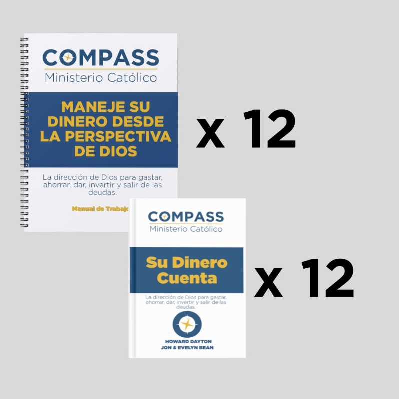 Product Description: Maneje Su Dinero Desde La Perspectiva De Dios Conjunto de Estudio</br></br>Este pequeño grupo de estudio bíblico de diez semanas enseña formas de manejar el dinero y las posesiones a través de una perspectiva Católica. Además de las discusiones de estudio bíblico en grupo, los participantes tienen aplicaciones financieras personales cada semana.</br></br>Para Parroquias:</br></br>Libros de Trabajo en Línea para 12 participantes</br></br>Libros de Trabajo para 12 participantes (físicos)</br></br>Su Dinero Cuenta Libro Electronico para 12 participantes</br></br>Su Dinero Cuenta Libro para 12 participantes (físicos)</br></br>Acceso a Herramientas de Gestión de Dinero</br></br>Acceso a Varias Calculadoras Financieras</br></br>Guía de Facilitación Parroquial</br></br>Los temas incluyen:</br></br>La Parte de Dios</br></br>Nuestra Parte</br></br>Deuda</br></br>Honestidad</br></br>Consejo</br></br>Generosidad</br></br>Trabajo Ahorro e Inversión</br></br>Crisis</br></br>Perspectiva</br></br>Eternidad</br></br>Nota: El precio está en USD (dólares estadounidenses).</br></br>Lamentamos sinceramente el aumento de precios y la necesidad de que los clientes cubran sus propios costos de envío; sin embargo, este cambio es necesario debido al aumento en los gastos de impresión y envío.</br> Maneje Su Dinero - Para Parroquias